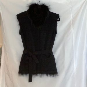 Reversible knit and fur vest